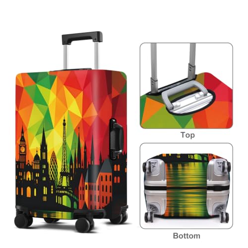 Colorful City Luggage Cover Washable Suitcase Protector Anti (Colorful City / S(20-22inch suitcase))