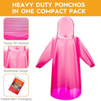 6 & 20 & 50 Pack Disposable Rain Ponchos for Adults (Pink / 6 Pack)