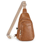 Crossbody Bags for Women Anti Theft Vegan Leather Sling Bag RFID Blocking Chest Bag for Travel (Brown-02)