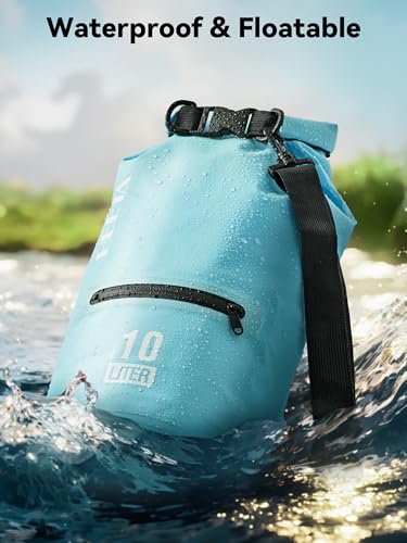 Waterproof Dry Bag Backpack with Zippered Pocket (Blue / 10L)