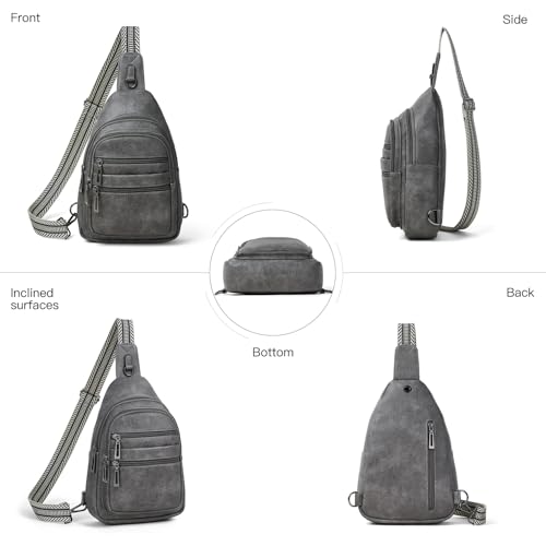 Sling Bag for Women Crossbody Bags Sling Purse Cross Body Backpack Vegan Leather Over Shoulder Bag Travel Handbag Gifts Dark Grey (Drak Grey)