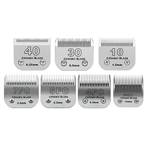 Dog Grooming Ceramic Blades Set (40/30/10/7fc/5fc/4fc/3fc (7 Pack))