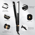 Titanium Flat Iron Hair Straightener and Curler 2 in 1 (Black Gold)