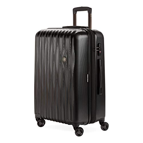 7272 Energie Expandable Hardside Luggage With Spinner Wheels and TSA Lock (Checked-Medium 24-Inch / Black)