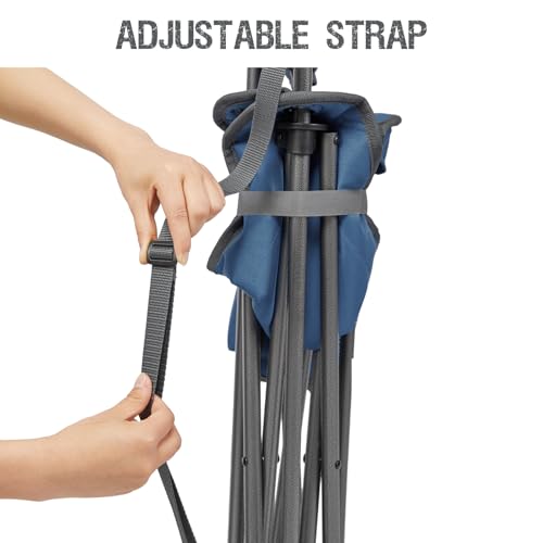 Extra Large Quick Folding Tripod Stool with Backrest Fishing Camping Chair with Carry Strap (Blue)