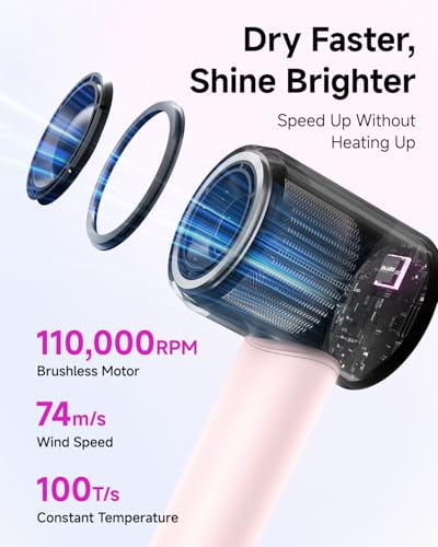 Hair Dryer with Diffuser for Curly Hair (Pink)