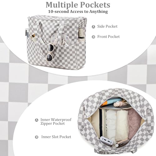 Large Beach Bag for Women (Gray White)