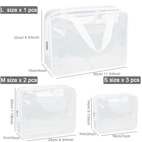 Clear Makeup Bags (Bright White-6PCS (Large+Medium+Small))