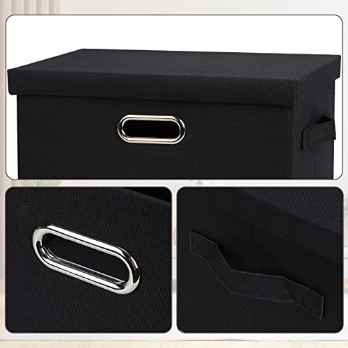 Medium 15" 21 Quart Collapsible Stackable Storage Bins with Lids (Black / Medium -1 Pack)