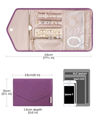 Travel Jewelry Organizer Roll Foldable Jewelry Case (Medium / Purple)