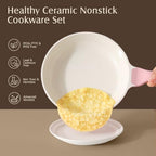 23 PCS Non Toxic Ceramic Cookware Set (Sakura Pink / Large)