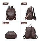 PU Leather Small Backpack Purse for Women Ladies Dark Brown (Dark Brown)