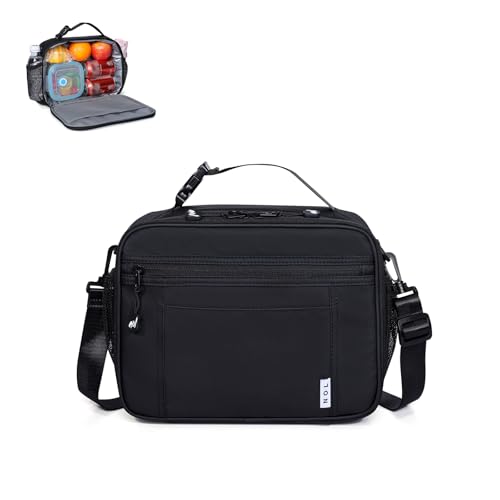 NOL Reusable Insulated Kids Lunch Bag (Black / Horizontal (6 Liters))