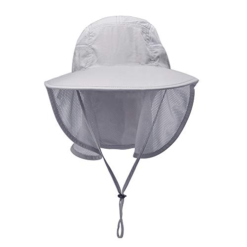 Unisex Outdoor Activities UV Protecting Sun Hats with Neck Flap Grey (One Size / .Light-grey)