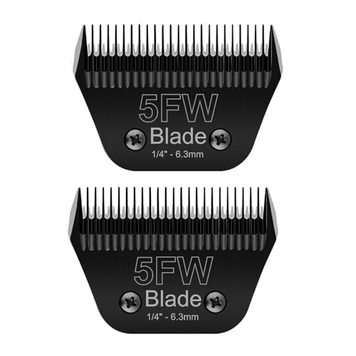 2PCS 5FW Wide Blades for Dog Grooming Compatible with Andis Clippers (Black/5FW / Black)