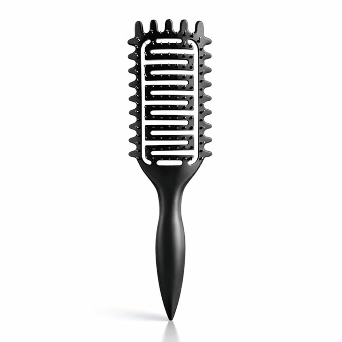 Curl Defining Brush,2024 Curly Hair Brush,Vented Hair Brush for Detangling, Shaping and Defining Curls For Women and Men Less Pulling (Solid black)