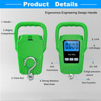 Digital Fish Scale Hanging Scale Fishing Scale (Green)