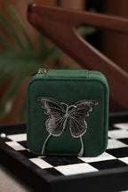 Travel Jewelry Organizer Boxes for Women Small Portable Necklace Earrings Bracelet Rings Travel Case Best Friend Birthday Gifts for Women Trendy (Butterfly_Green_Gray)