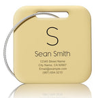 Personalized Engraved Gold Metal Luggage Tags for Suitcase (Gold / Square (2x2"))