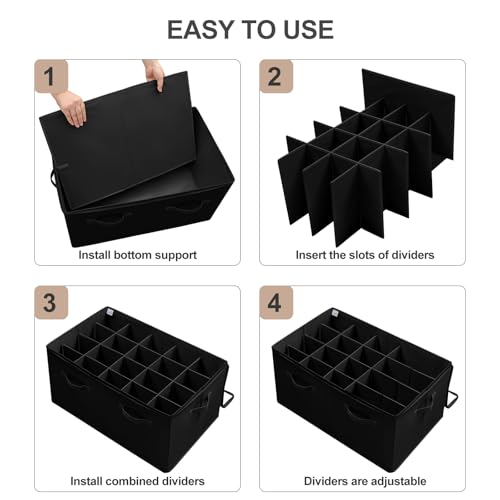 Shoe Organizer for Closet 2 Pack (Black-2Pack / Extra Large(26.5''L x 16.54''W x 13.5''H))