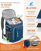 Cooler Backpack Insulated Leak Proof for Women Men Soft Cooler Bag (45 Cans / Leather Blue)