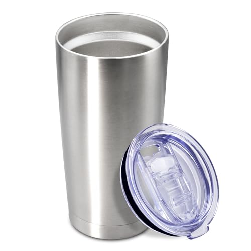 20oz Tumbler Insulated Coffee Tumblers with Lid Stainless Steel SS 1P (Stainless Steel)