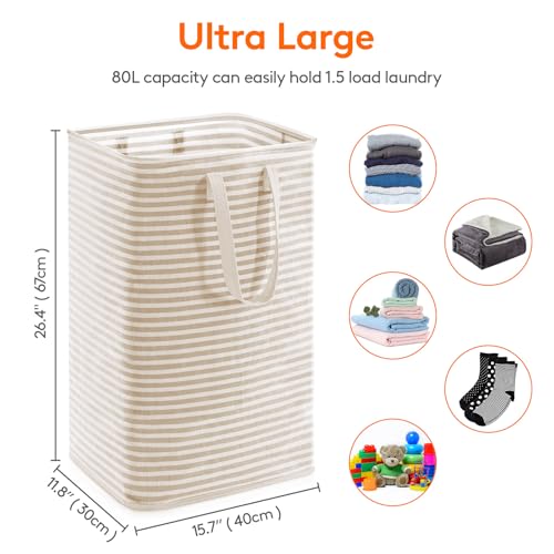 80L Large Laundry Baskets (Beige / 80L)