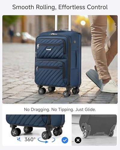 Expandable Softside Carry On Suitcase (Blue Black / Carry-on 20 inch)