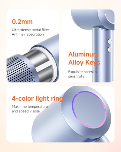 Hair Dryer with Comb & Diffuser Attachment for Curly Hair (Silver-comb)