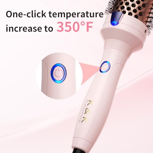 Thermal Brush Curling Iron 1.77 Inch Ceramic Tourmaline Ionic Hair Styler for Loose & Voluminous Curls (1.77 Inch / Pink)
