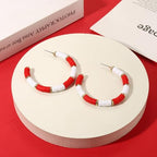 Game Day Earrings Football Baseball Earrings for Women Sports Team Heishi Hoop Earring Football Accessories Outfits Cheer Mom Essentials Fall Sports Must Haves Cheer Gifts (Red White)