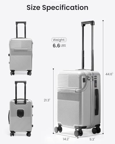 20 Inch Top Opening Carry On Luggage With Wheels (Wine Red)