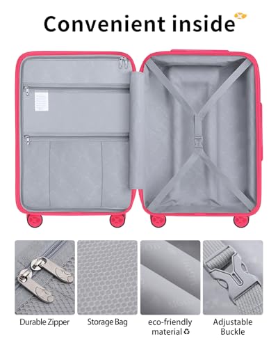 20 Inch Expandable Carry On Luggage 22x14x9 Airline Approved Suitcase (0-Red / Carry-On 20-Inch)