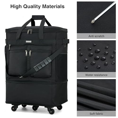 Expandable Luggage Bags for Travel Collapsible Suitcase with Wheels (Black)