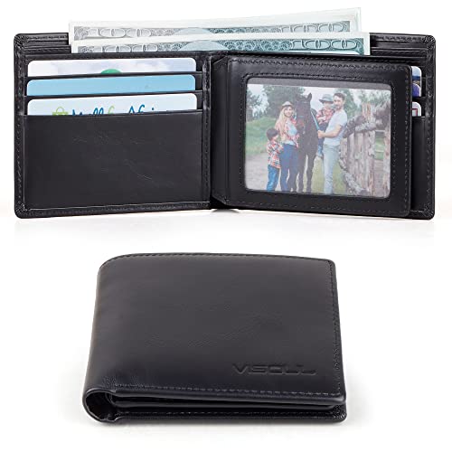 Mens Wallet with RFID Blocking 2 ID Windows (Black)