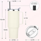 40 oz Stainless Steel Tumbler with Handle (Beige / 40 Ounces)