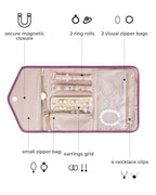 Travel Jewelry Organizer Roll Foldable Jewelry Case (Medium / Purple)