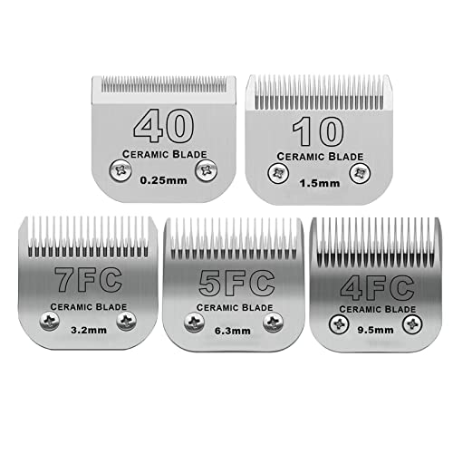 Dog Grooming Ceramic Blades Set (40/10/7F/5F/4F (5 Pack))
