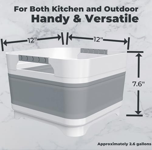 2.6 Gal Collapsible Baby Bottle Wash Basin with Drain Plug (Gray)