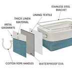Storage Bins for Shelves (White And Green / 6PCS/Small -11.8Lx7.9Wx5.2H)