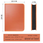 Zippered Key Organizer Case Waterproof and Fireproof Key Binder with 60 Hooks and Tags Portable Key Storage (60 / Brown)