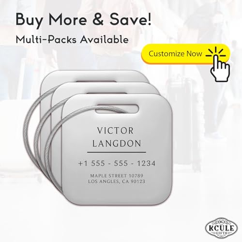 Stainless Luggage Tags for Suitcases (Classic Square-silver)