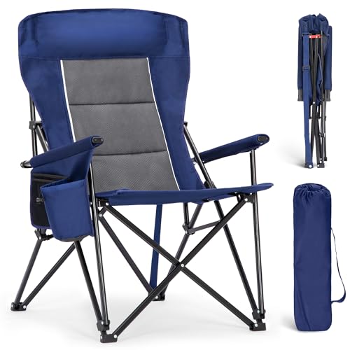 Oversized Camping Chair for Adult Lawn Chair for Outdoor Camping (Navy Blue)