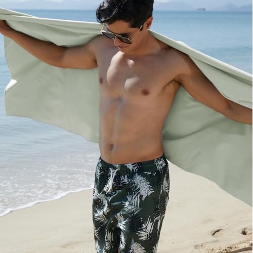 Microfiber Towel Quick Dry Camping & Travel & Gym Towel. Compact (Bean Green / 32.00" x 16.00")