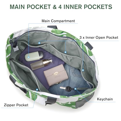 Beach Bag Waterproof Sandproof Large Capacity Foldable for Women (Leaf / 35L)