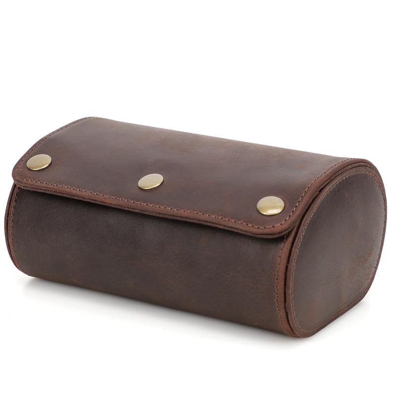 Genuine Leather Watch Roll Travel Case (Roll 2 slots)