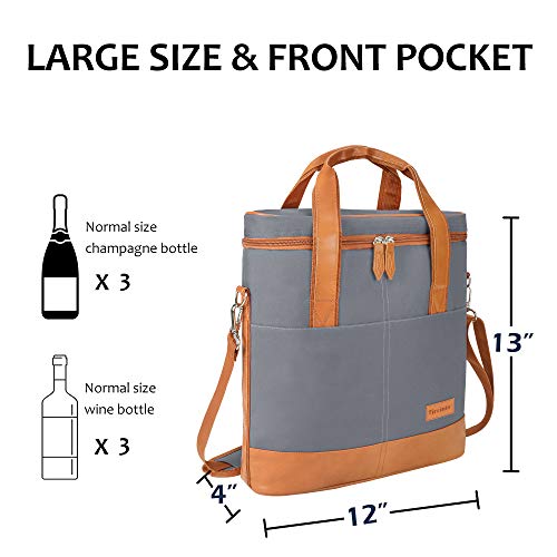 3 Bottle Wine Cooler Bag Carrier for Travel (Grey 2)