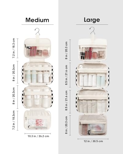 Hanging Toiletry Bag for Women (B-Black Checkerboard / Medium)