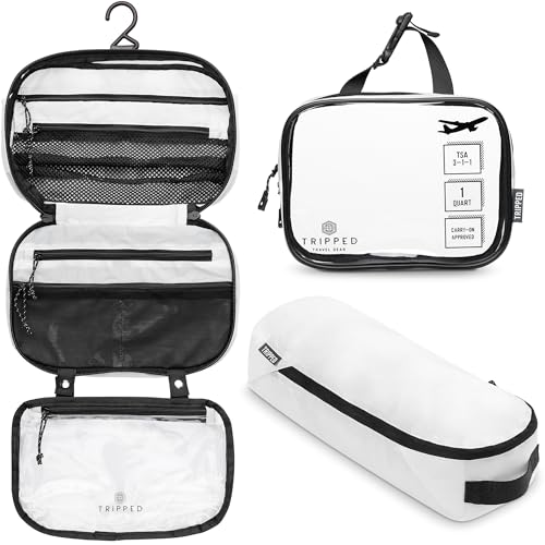 3 Piece Travel Toiletry Bag Set (White Ripstop)