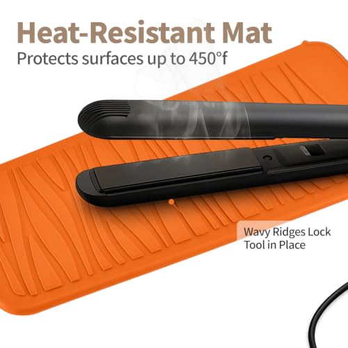 Silicone Heat Resistant Travel Pouch for Hair Styling Tools (1 Pack / Orange)